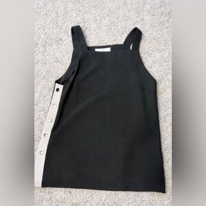 Amanda Uprichard Black Sleeveless Tank Top Snap Button Side Panel Minimalist M